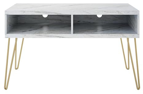 Novogratz Athena TV Stand 42 Inch, White Marble Look