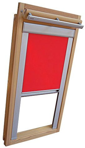 Verdunkelungsrollo THERMO Alu-Rückseite für VELUX Dachfenster TYP GGL/GPL/GGU/GPU - SK06 - Farbe Rot/Signalrot - mit Aluminium Seitenschienen - KLICK Montage
