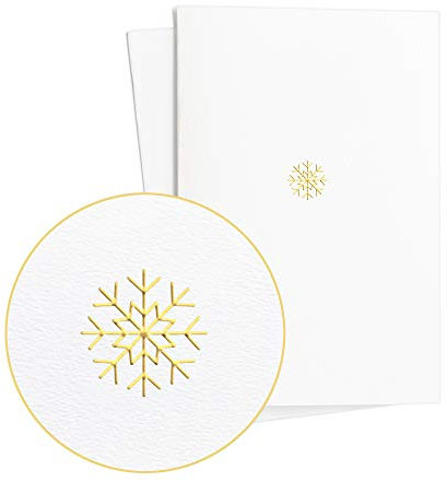 Weihnachtskarten Set 2 Stück |Weihnachtskarten Hochwertig mit Schneeflocke in Goldfolienprägung auf tollem Papier, Neutral mit Umschlag, E48