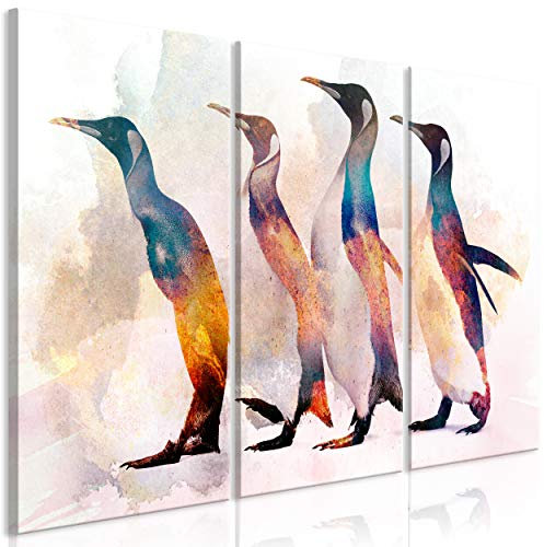 decomonkey Bilder Tiere Abstrakt 135x90 cm 3 Teilig Wandbild Groß Leinwandbild XXL Deko Wohnzimmer Schlafzimmer Büro Wanddeko Leinwand Pictures For Wall Poster Wall Painting Pinguin