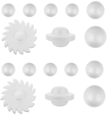 Milisten 18 Stück Styropor-Kugeln, Weihnachtskugeln aus Schaumstoff, Planeten-Ornamente für Heimwerker, Basteln, Modellierung, Weihnachtsbaumschmuck, Planeten, Partyzubehör