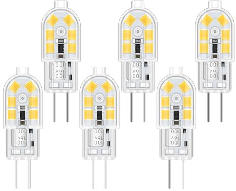 Akynite G4 LED 12V 2W Kaltweiß 6000K für Dunstabzugshaube, 12 SMD, 200LM, Ersatz Halogenstrahler G4 10W 20W, Nicht Dimmbar, Stiftsockellampe G4 12V AC/DC für Deckenleuchte, 6er-Set