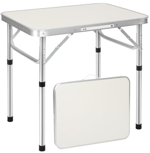 Youyijia 2FT Camping Table Folding Picnic Table Adjustable Height Multipurpose Party Dining small camping Table Lightweight with Carry Handle for Catering Buffet and Garden