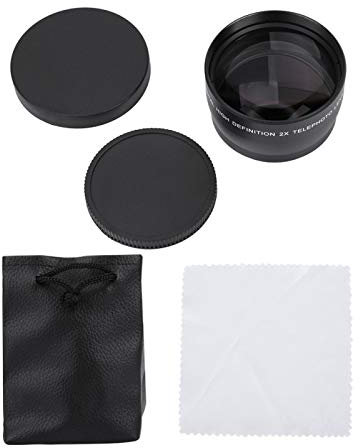 EVTSCAN 58mm 2X Magnification Universal Teleconverter Telephoto Lens with Pouch Bag for Cameras Accessory