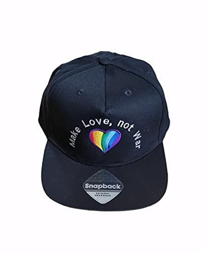 Hochwertig bestickte Snapback Cap Make Love, Not War ideal auch für CSD, Pride usw. Größenverstellbar