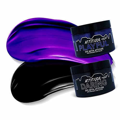 Attitude Hair Dye Haarfärbemittel Semipermanenter Haarfarbstoff WITCH HOUSE Duo Kombiset mit 2 Töpfen Haarfärbemittel Lila/Schwarz