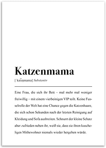 Katzenmama Definition: DIN A4 Plakat