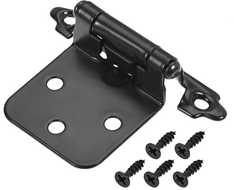 sourcing map 1/2 Inch Overlay Cabinet Hinges Self Closing 2.76 Inch for Cupboard Closet Door with Screws Black 4Pcs