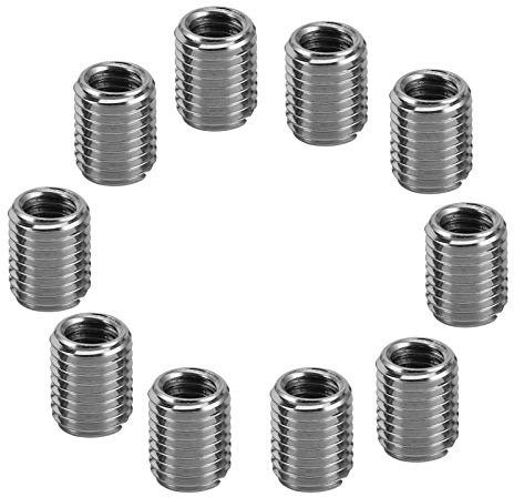 10 Pezzi Inserti Filettati Dado Riduzione interno M6 * 1.0 esterno M8 * 1.0 lungo 10 mm Conversione Filo Strumento Kit Acciaio Inossadabile Hardware Fastener per Inserto Riparazione Dado
