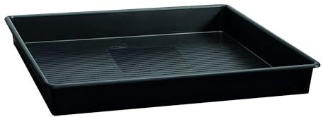 Maceta de 120 x 120 x 12 cm, color negro, para interior y exterior, bandeja de plástico, bandeja para plantas, rectangular, para jardín, maceta, plástico