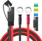 Cleqee SAE-Batteriestecker SAE auf O-Ring-Klemme Kabelbaum 10AWG 2Pin Schnellkupplung SAE-Batterie-Verlängerungskabel mit SAE RP Adapter 15A/20A/30A Sicherungen 1m für Solarpanel, Motorrad, Auto, RV