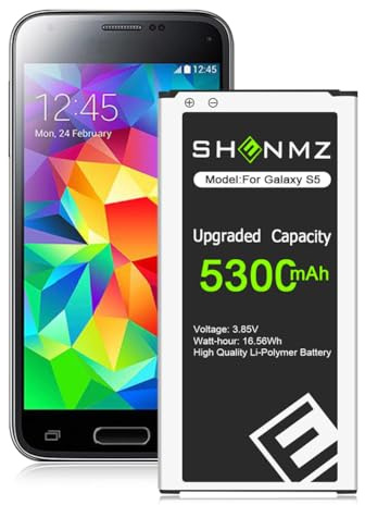 HUAENG [5300 mAh] Erweitert Akku für Galaxy S5, Hohe Kapazität Li-ion Akku für Galaxy S5 EB-BG903BBE G903F | S5 LTE | S5 Active (ohne NFC)