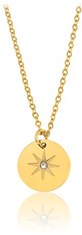 Made by Nami Boho Damen Halskette mit Anhänger - Edelstahl Glieder-Kette - Coole Silber-Kette oder Gold-Kette Unisex - Handmade Strand-Schmuck Surfer-Schmuck Festival-Accessoires (Gold Star)