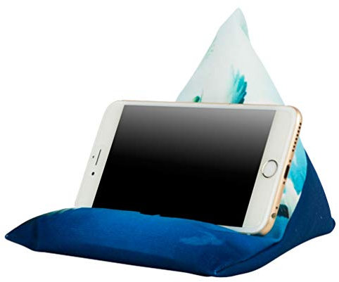 LIFKOME Telefonkissenhalter Weicher Stoff Handgefertigter Handyständer Mobiler Geräteständer Tablet Lesekissen Tablet Ständer Dock Sitzsack Kissen Für Schreibtisch Kissen Pad Blau