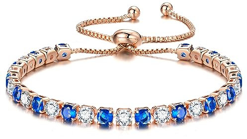 EUMENIDES 14K oro rosa placcato Cubic Zirconia Classic Tennis Bracelet per le donne,Bracciale Donna con Shining 5A Zirconia Cristallo Tennis Bracciale, Bracciale Regolabile (oro rosa)