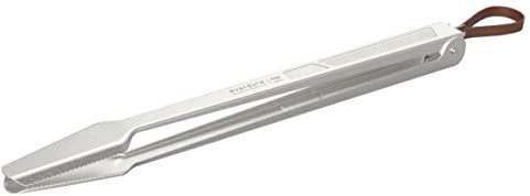 POWERHAUS24 Grillzange Everdure Quantum Steel Serie, Länge: 355 mm, lebensmittelsicher, mit praktischem Aufhänger aus Leder, Profi-Qualität