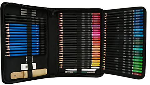 Samnuerly Malpinsel Professionelles Skizzenbleistift-Set 35/71/96/145-teiliges Zeichenset Kohle-Öl-Buntstifte for Studenten Malerei Künstlerbedarf Kunstmalstift (Size : 96pcs)