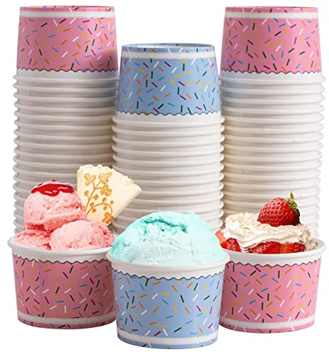 Lamosi Lot de 100 bols à crème glacée jetables – 325 ml – Gobelets en papier pour crème glacée, sundae, fournitures de fête pour dessert, collation, yaourt glacé