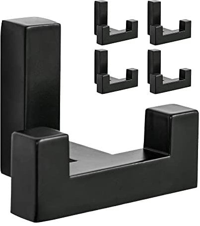 SARIHOSY 5 Stück robuste Doppelklauen-Kleiderhaken Wandhalterung mit Schraube Retro Doppelgarderobe Haken Utility Haken für Mäntel, Schals, Taschen, Handtücher, Schlüssel, Hüte, Tassen, Hüte (schwarz)