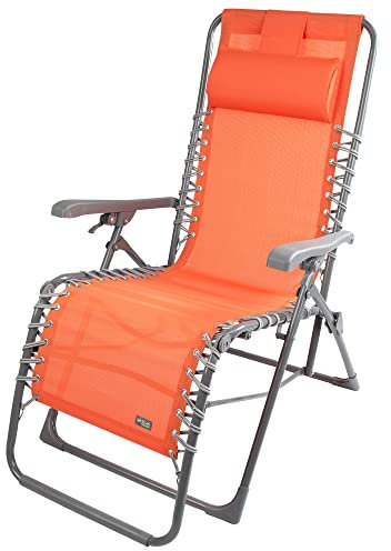 AKTIVE 61080 - Klappbarer Strandstuhl, kippsicher, maximale Tragkraft 150 kg, stabil und robust, neigbar, mit Positionseinstellung, Maße 52 x 73 x 106 cm, Textilene-Material, Klappstühle