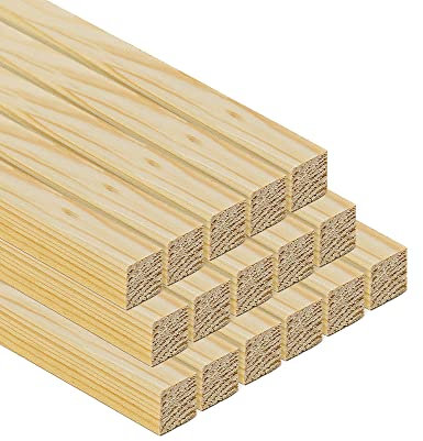 TWE - Tucci Wood Essence Twe - Listones de madera maciza de abeto 15 x 15 x 3 metros cepillados en cuatro lados con chaflán en aristas, fabricado en Italia, paquete de 16 unidades