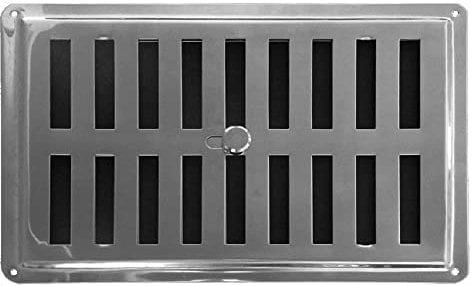 Rejilla de Ventilación Ajustable de Acero Inoxidable No Magnético, INOX AISI 316, Rejilla de Salida/Entrada de Aire, Difusor de Aire para Cocinas y Baños. (23 x 15 cm)
