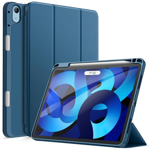 JETech Funda para iPad Air 11 Pulgadas M3/M2 (2025/2024), iPad Air 5/4 (10,9-Pulgadas, 2022/2020 Modelo, 5.ª/4.ª Generación) con Portalápiz, Slim Tableta Cover con Suave TPU Trasera (Azul)