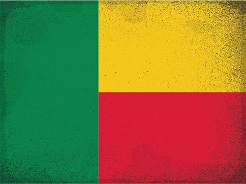 AGDeko® Blechschild Benin Flag Fahne Flagge of Benin Vintage Größe 30x20 cm