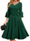 DRESSTELLS Damen Elegant Cocktailkleid Langarm Brautjungfernkleid Klassisch und vielseitig Stil 50er Jahre Kleider für Frauen Vintage Homecoming Ballkleid für Teens DarkGreen L