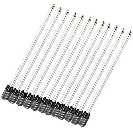MAGICLULU Kugelschreiberminen 7cm Metall 12 Stück, Schwarze Tinte | Cross und Markenstifte, Feine Spitze, Klarer Schreibfluss, Standardnachfüllung
