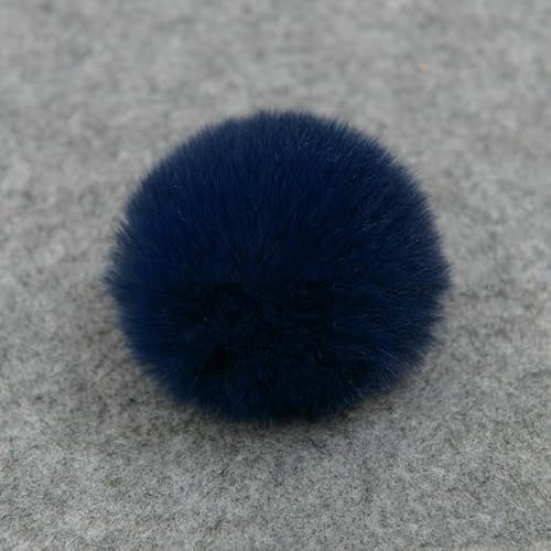20 Stück Kunstfell Pompon Künstlicher Haarball Kunstfell Bommel Fellbommel 5cm DIY Kunstpelz Pom Poms Ball für Damen Mädchen Tasche Anhänger Dekoration Strickmützen Schuhe Schal Zubehör -Dunkelblau