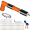 Caramote Mini Manual Nail Gun Set with 50 Pcs Nails Concrete Fastening Tool Manual Steel Nail Gun 4 Gears Power Adjustable Wall Nail Shooting Machine for Cement Wall Wire Hider Fixture (Orange)