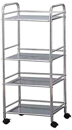 ZURBAQD Rollwagen, Rollwagen, Werkzeugwagen mit 4 Etagen, Friseur-Aufbewahrungsregal, Universal-Bremsrad, 15 kg Last pro Schicht, medizinischer Rollwagen aus Edelstahl, Warm as Ever