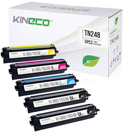 Kineco TN248CMYK Tonerkartuschen kompatibel für Brother DCP-L3560CDW MFC-L3760CDW HL-L3240CDW HL-L3220CW MFC-L3740CDW DCP-L3520CDWE, TN248-VAL (2X Schwarz,je 1x Cyan,Magenta,Yellow)