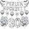 Perlenhochzeit 30. Luftballons Dekoration Silber 30. Perlen Hochzeit Zahl Foil Jahrestag Luftballons Deko 24 Stück Perlenhochzeit 30 Jahre Hochzeitstag Konfetti Ballons für Perlenhochzeit Deko Paar