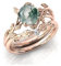 Von der Natur inspirierter Blatt-Moos-Achat-Ring, Moos-Achat-Ehering-Set for Frauen, 925 Sterling Silber grüner Schmuck, Geschenk, Versprechensring for Sie (Color : Rose Gold, Size : 62(19.7))