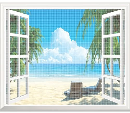 Moustiquaire Fenêtre, 60x130cm, Filet Anti Insectes avec Ruban Adhésif Bande Auto agrippante sans Perçage Voile Moustiquaire Fibre De Verre Maille Fine Anti Mouche Moustiques, Blanc