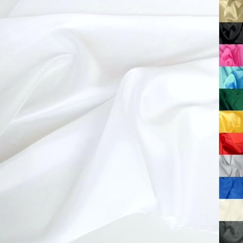 TOLKO 1m Futterstoff Meterware Futter-Taft | Blickdicht knitterarm | universal Stoff Dekostoff Kleiderstoff Hochzeitsstoff Kostümstoff | Stoffe zum Nähen Meterware Dekorieren (Weiß)