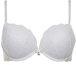 Generico Super Push Up Lace Bra + 2 Taglie Reggiseno in Pizzo (IT, Taglia della Coppa & Taglia della Fascia, B, 4, Bianco)