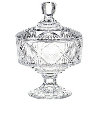 Jarsense Large Glass Candy Jar with Lid, Clear Crystal Storage Jar with Lid, Suitable for Wedding, Party, Home, Buffet(J)