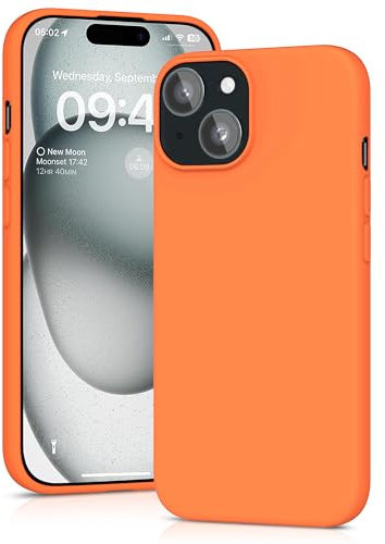 YATWIN Silicone Case for iPhone 15 Plus, Soft-Touch, Shockproof, DustProof, Antiskid Full Body Armour Phone Cover for Apple iPhone 15 Plus - Orange