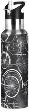 Cgiub Borraccia termica vintage con coperchio con cannuccia, senza BPA, 623,7 g, a prova di perdite, in acciaio inox, borraccia sportiva sottovuoto, a doppia parete, per palestra, ciclismo, viaggi,