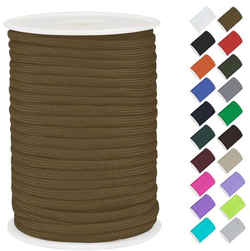 CAMAL Paracord - Cuerda de polipropileno de 4 mm, 7 hilos, 30 m, resistente a desgarros, 4 mm, soporta hasta 70 kg, cuerdas para camping, tensor de tiendas de campaña (marrón)