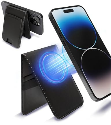 Sunslice Volta - Portefeuille magnétique Compatible avec Magsafe – Porte carte homme avec Support Réglable en similicuir vegan pour iPhone 16/15/14/13/12 Pro Max/Plus et tous modèles smartphones, Noir