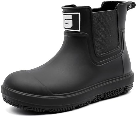 Gummistiefel Herren Damen, Wasserdicht Atmungsaktiv Halbhoch Stiefeletten, Gummistiefel Anti-Rutsch Mode PVC Chelsea-Stiefel Herren Damen