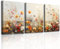 MHARTK66 Rote Blumen Leinwand Bilder Set Wohnzimmer, Landschaft Wandbilder Schlafzimmer, Natur Bild Aesthetic, Modern Wandeko Wandkunst Badezimmer Flur Büro Esszimmer Küche