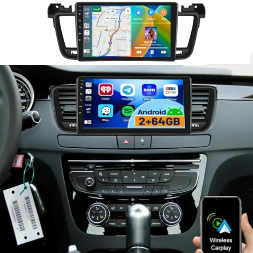 Fuluku 9 Écran Voiture Autoradio pour Peugeot 508 2012-2016 2+64GB | Radio carplay voiture avec Android Auto sans fil, Android 15 9écran Tactile, Bluetooth 5.0/GPS/Caméra de recul/FM/WiFi, 26UI