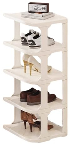 Schuhregal Schuhhalter 5 Ebenen, Platzsparend Schuhständer, Schuh Regal Stapelbar,Schuhschrank Schuhaufbewahrung Shoe Rack, Schuhablage für Flur, Wohnzimmer, Schlafzimmer, Eingangsbereich (Weiß)