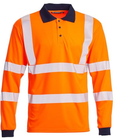 Blackrock Eco+ Hi-Vis Long Sleeve Polo Shirt, Rail Industry Orange GRS Recyclable Polyester, SPF50+ Work Utility & Safety Clothing, High Visibility Workwear, Men Women, EN20471 Class 2, Size Large