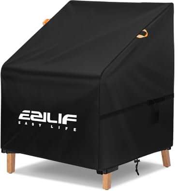 Ezilif Garden Chair Covers, 80x85x60/90cm, 420D Oxford Heavy Duty waterproof Chair covers outdoor, Windproof Anti-UV Patio Stacking Chair Cover with Drawstring for Outdoor Patio Garden